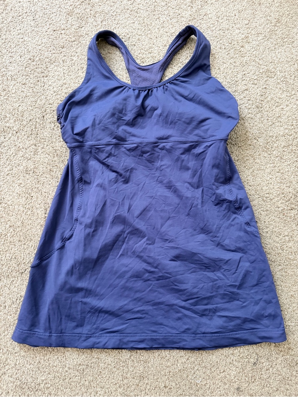 Lululemon size 8 purple blue tank top with built in bra and open back